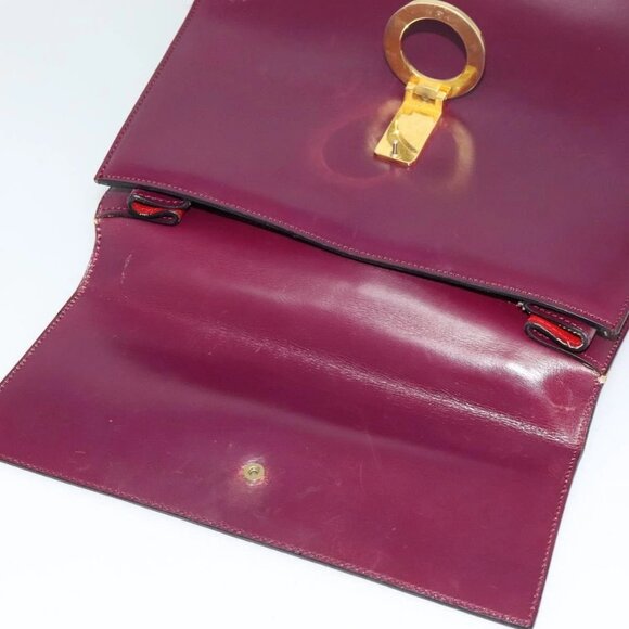 CELINE Circle Hand Bag Leather 2way Purple Gold Auth 124785 - Picture 11 of 16